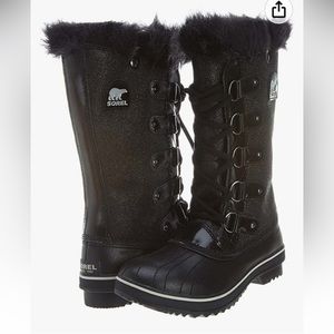 Women's Sorel Tofino Glitter Snow Boot Waterproof Size 7.5 Black